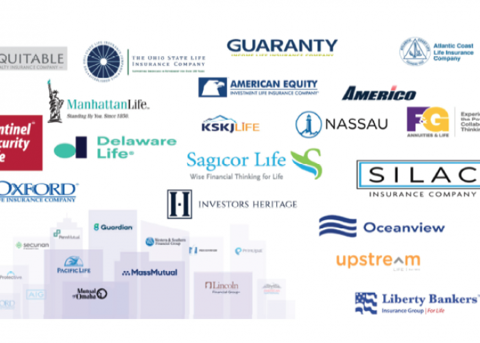 A collage of various company logos related to insurance and financial services.
